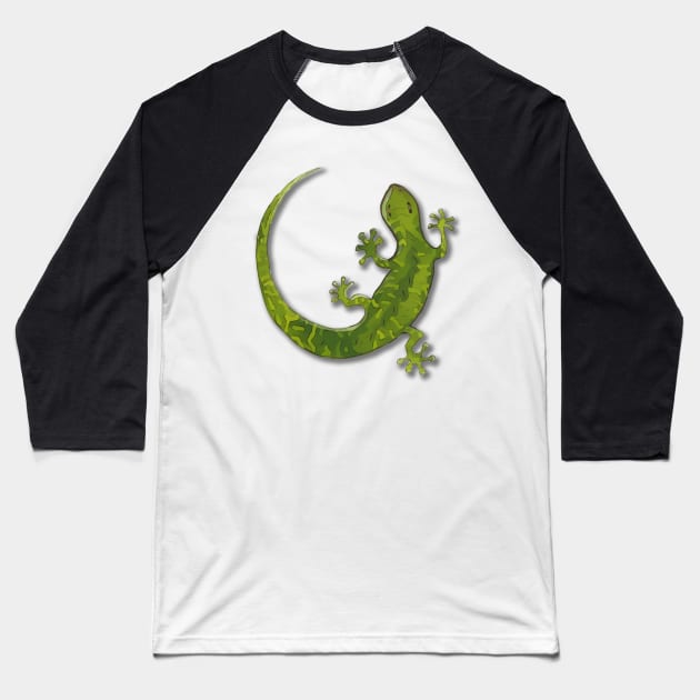 cute gecko illustration Baseball T-Shirt by WelshDesigns